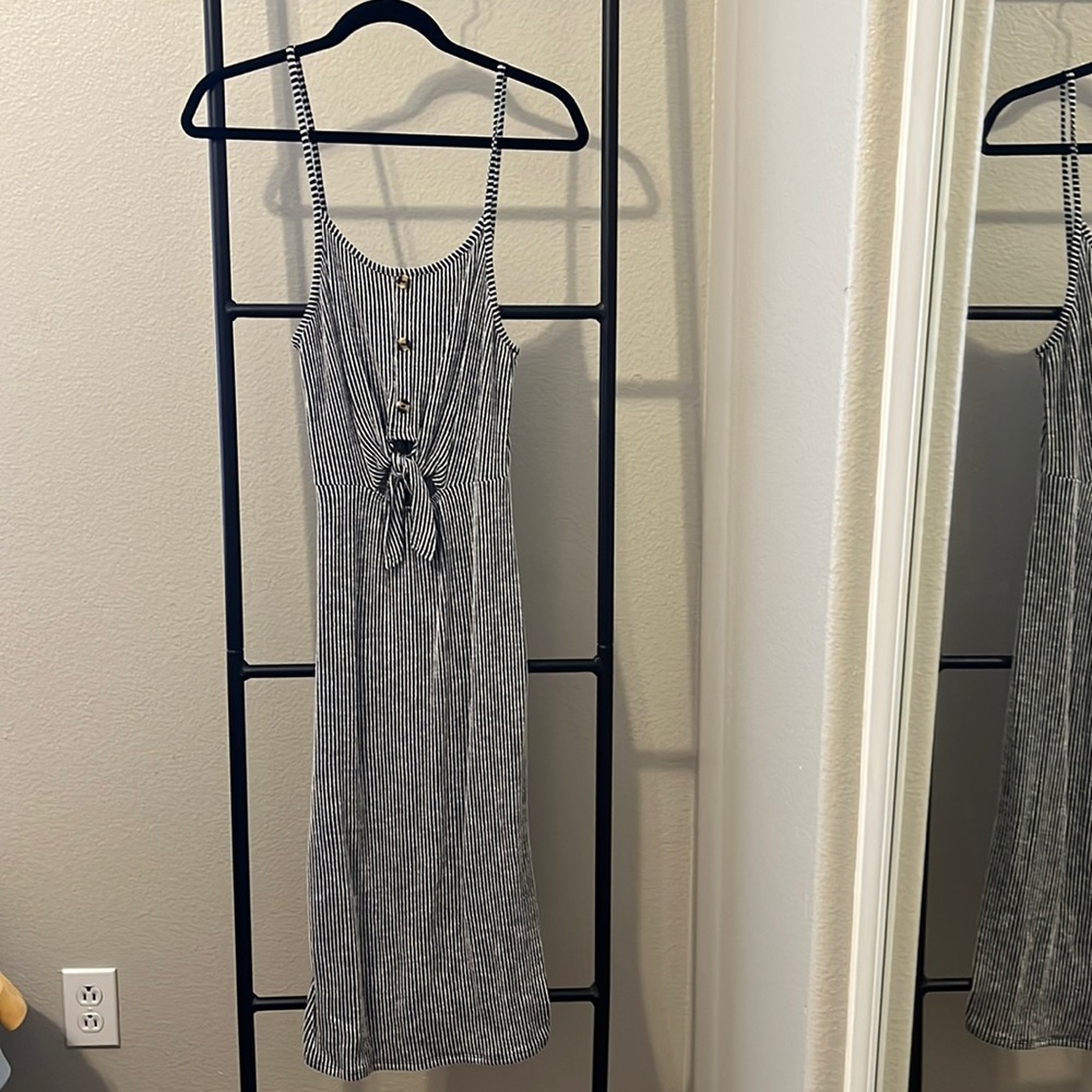 Soft stretchy black and white striped dress